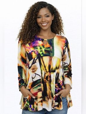Linea Domani Colorful Blouse, Women's Size L